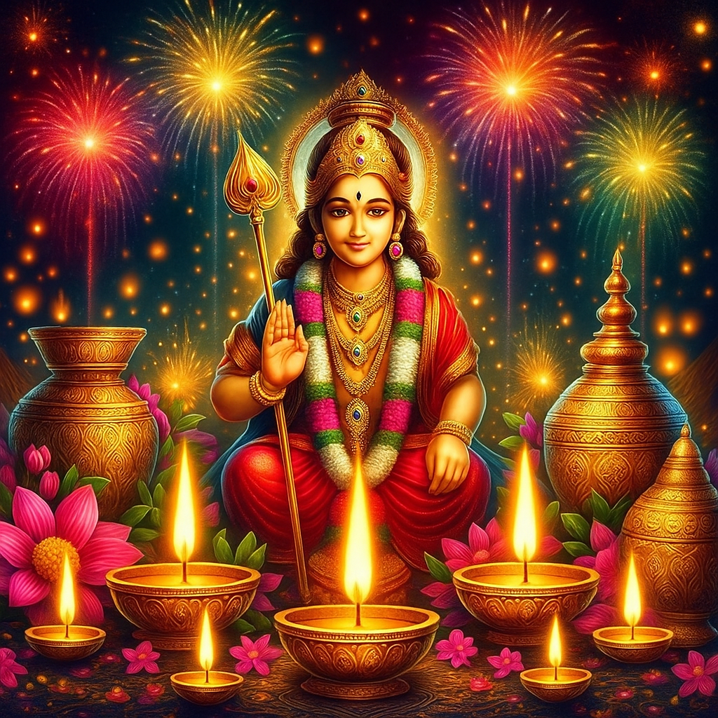 Sri Muruga blessing — artistic festival illustration
